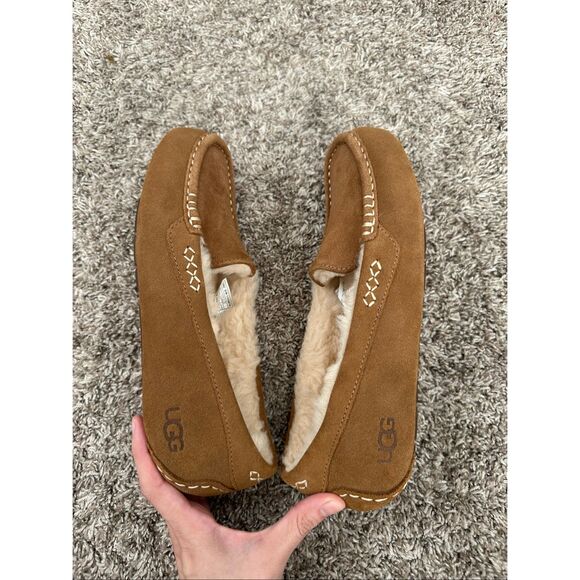 UGG Australia Women's 9 Ansley Chestnut Moccasin Slippers Slip on Shoe Fur Suede - Picture 5 of 10